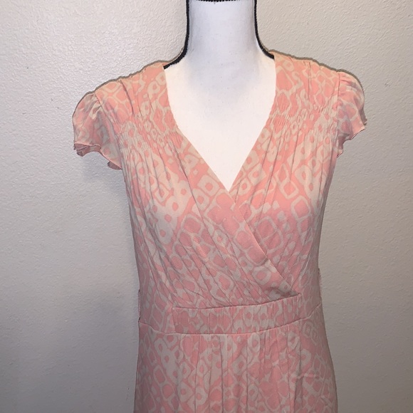 Sangria pink beige nylon midi summer dress - Picture 2 of 8
